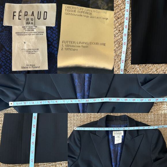 Vintage Louis Féraud Wool Blazer – Late 80s/90s Parisian Structured, Size 6 - Picture 8 of 8